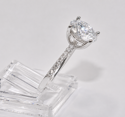3ct Moissanite Pave Settings Ring | 18K Gold Plated 925 Silver | VVS1 | Certified