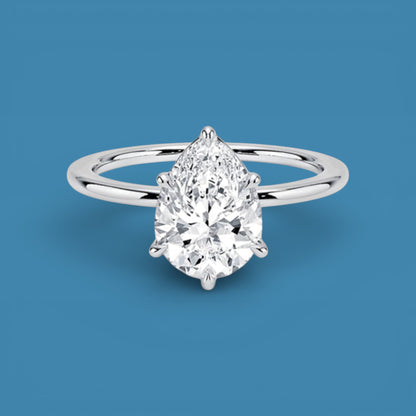 Certified 3Ct Water Drop Pear Cut Moissanite Diamond Ring