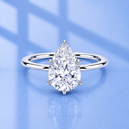 3ct Pear Cut Moissanite Ring | 18K Gold Plated S925 Silver | VVS1
