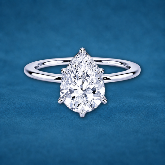 Certified 3ct Pear Cut Moissanite Ring | 18K Gold Plated S925 Silver | VVS1