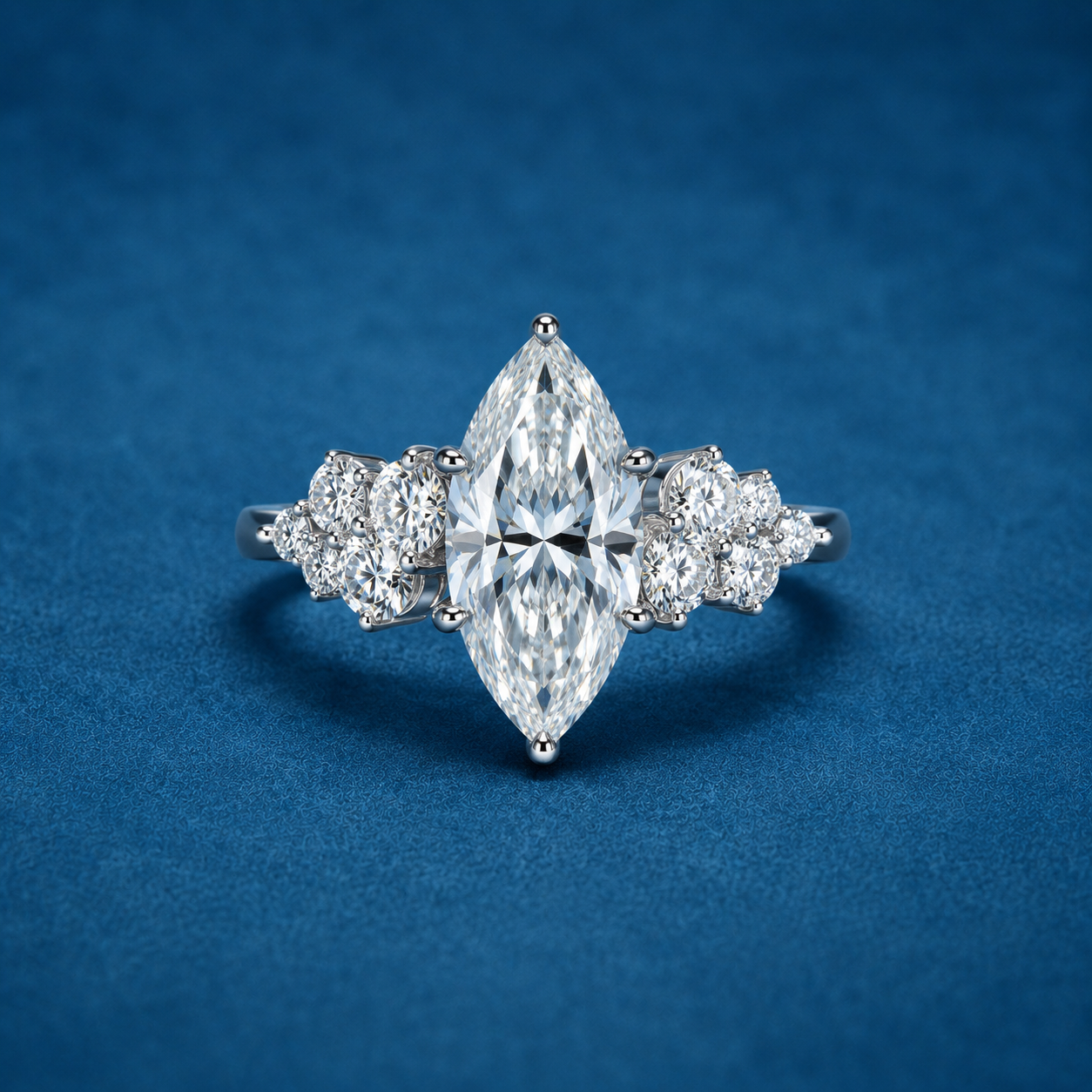 3 Carat Marquise Cut Moissanite Engagement Ring | 18K White Gold Plated Sterling Silver