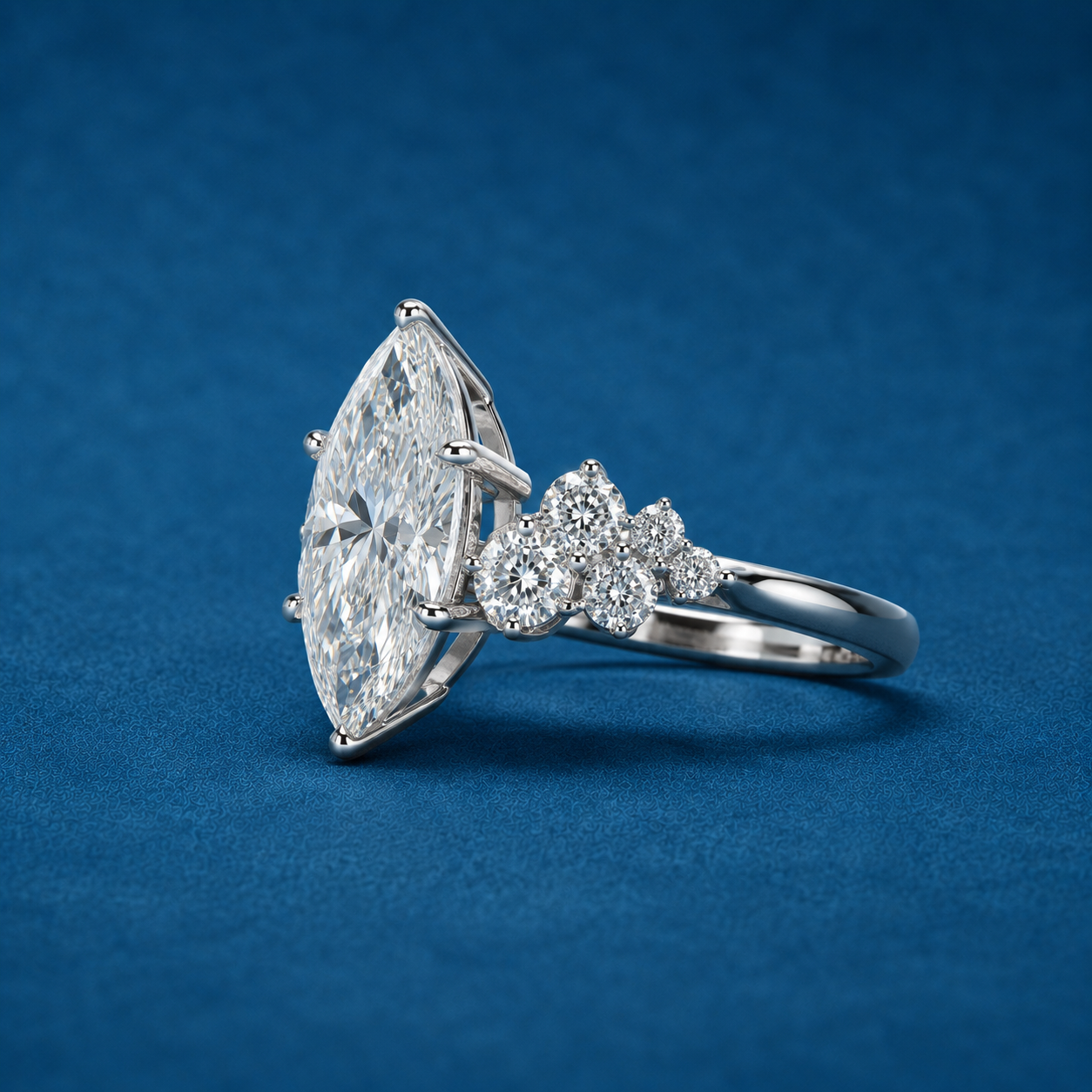 3 Carat Marquise Cut Moissanite Engagement Ring | 18K White Gold Plated Sterling Silver