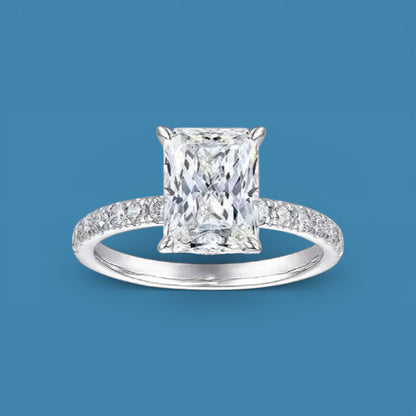 Radiant Cut 3Ct Moissanite Diamond S925 Silver Ring, Gift LED Ring Box Included