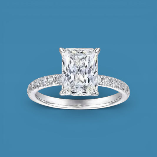 Radiant Cut 3Ct Moissanite Diamond S925 Silver Ring, Gift LED Ring Box Included