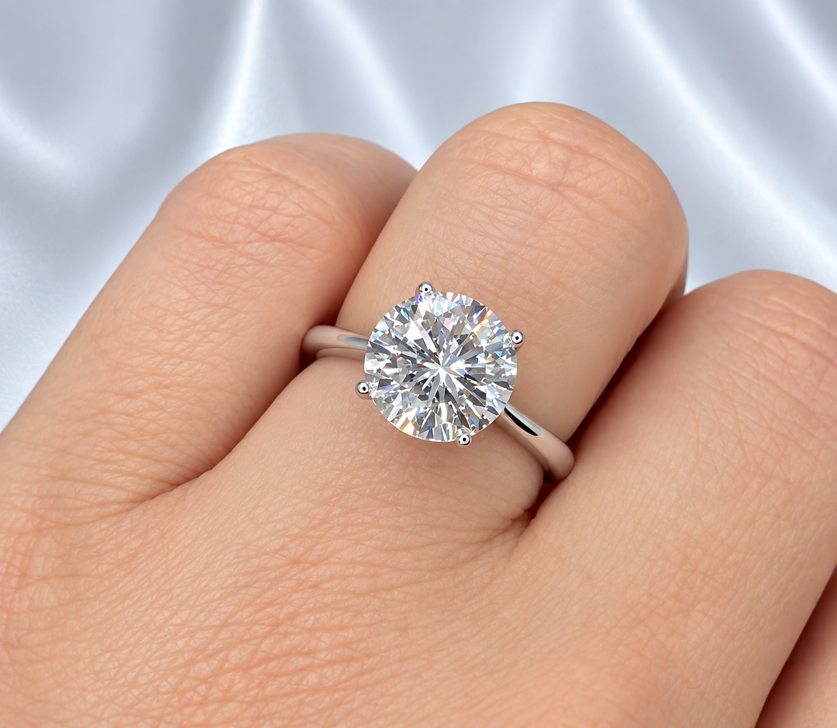 3ct Moissanite Engagement Ring | 4-Prong | 18K Gold Plated S925 Silver | VVS1