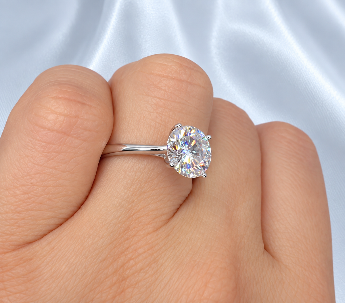 3ct Moissanite Engagement Ring | 4-Prong | 18K Gold Plated S925 Silver | VVS1