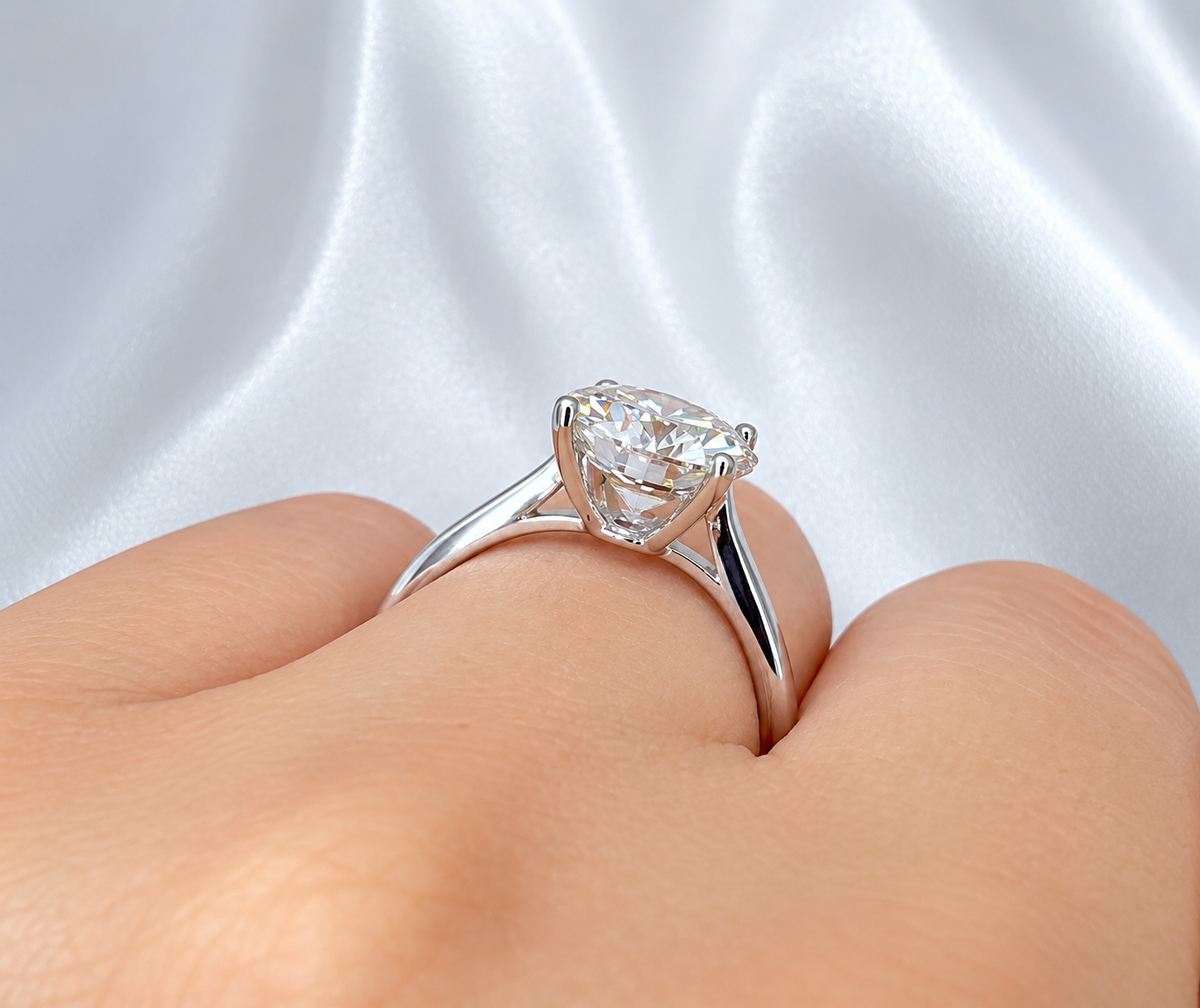 3ct Moissanite Engagement Ring | 4-Prong | 18K Gold Plated S925 Silver | VVS1