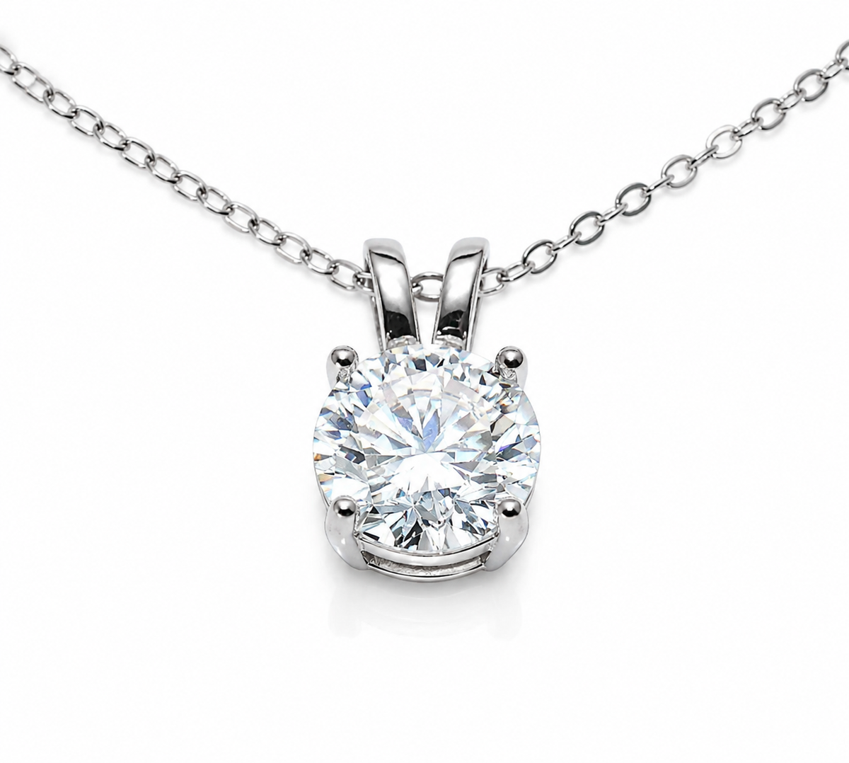 3ct Round Moissanite Diamond Pendant Necklace | S925 Silver | VVS1