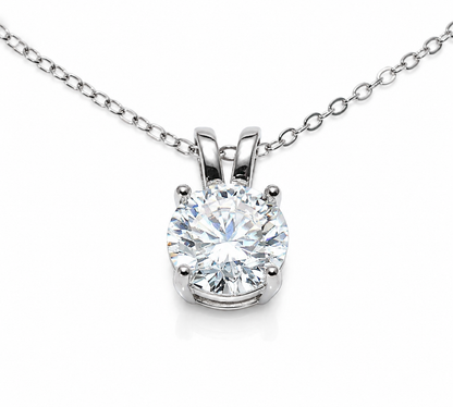 3ct Round Moissanite Diamond Pendant Necklace | S925 Silver | VVS1