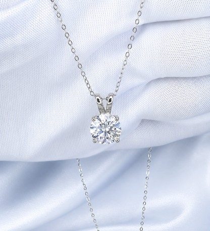 3ct Round Moissanite Diamond Pendant Necklace | S925 Silver | VVS1