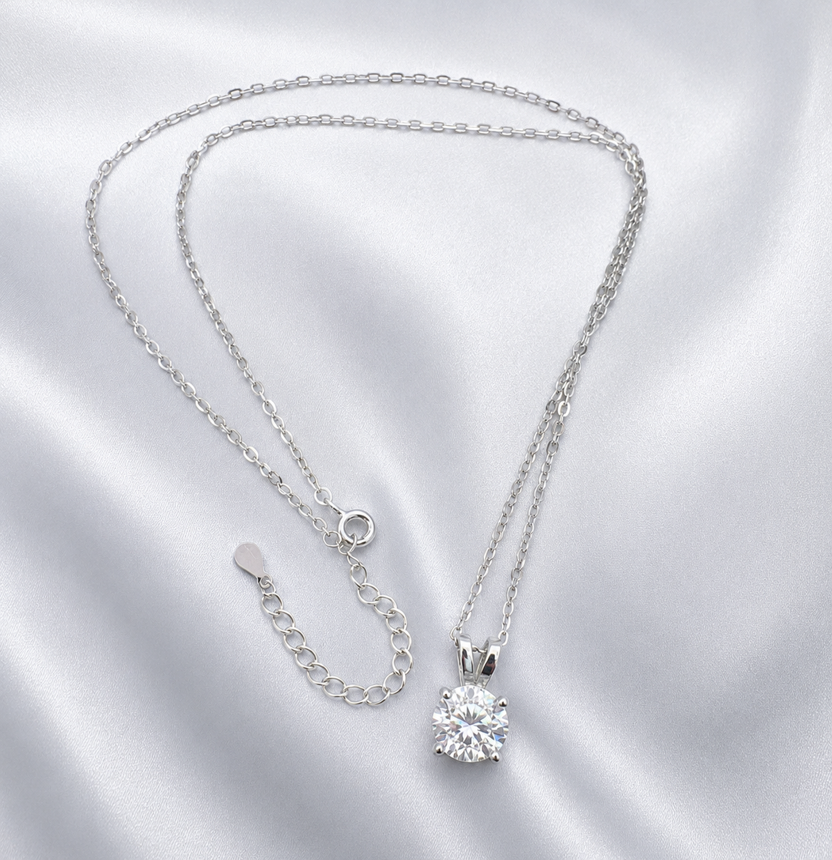 3ct Round Moissanite Diamond Pendant Necklace | S925 Silver | VVS1