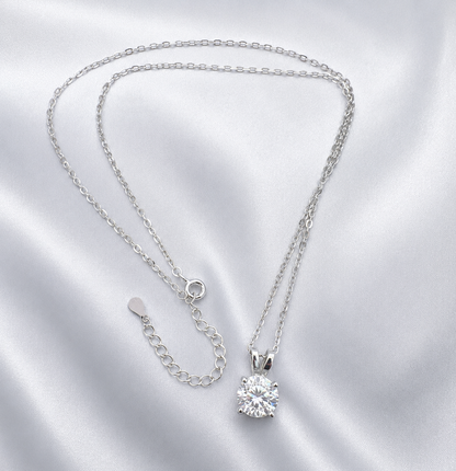 3ct Round Moissanite Diamond Pendant Necklace | S925 Silver | VVS1