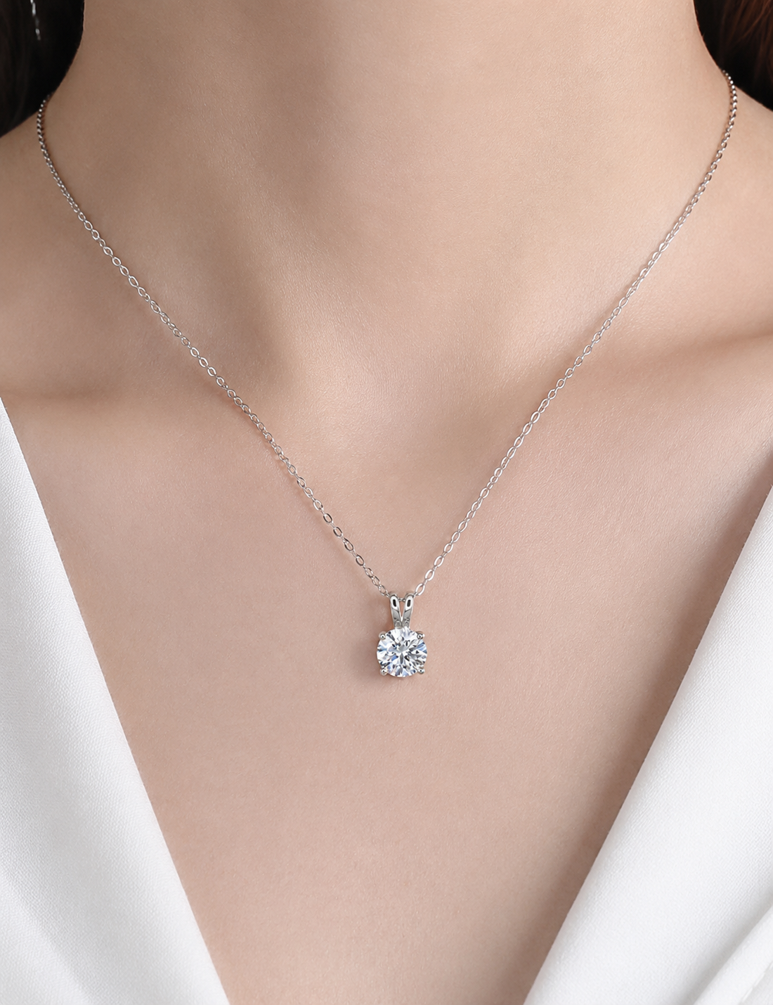 3ct Round Moissanite Diamond Pendant Necklace | S925 Silver | VVS1