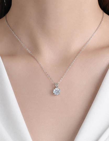 3ct Round Moissanite Diamond Pendant Necklace | S925 Silver | VVS1