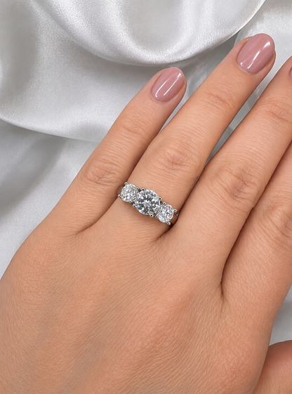 2ct Moissanite Three-Stone Ring | S925 Silver | VVS1 D Color