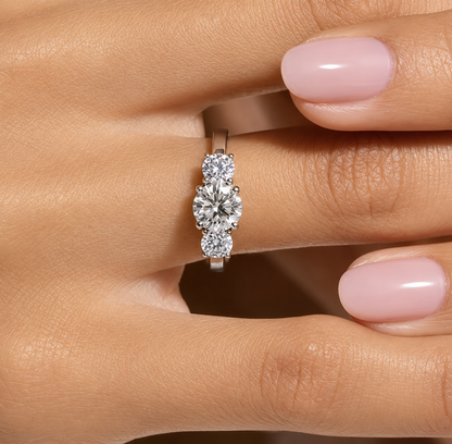 2ct Moissanite Three-Stone Ring | S925 Silver | VVS1 D Color