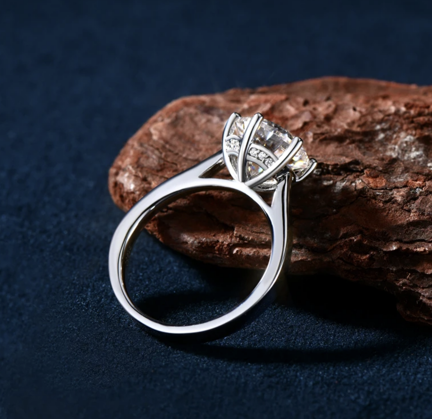 Certified 4ct Moissanite Diamond Platinum Plated S925 Silver Proposal Ring