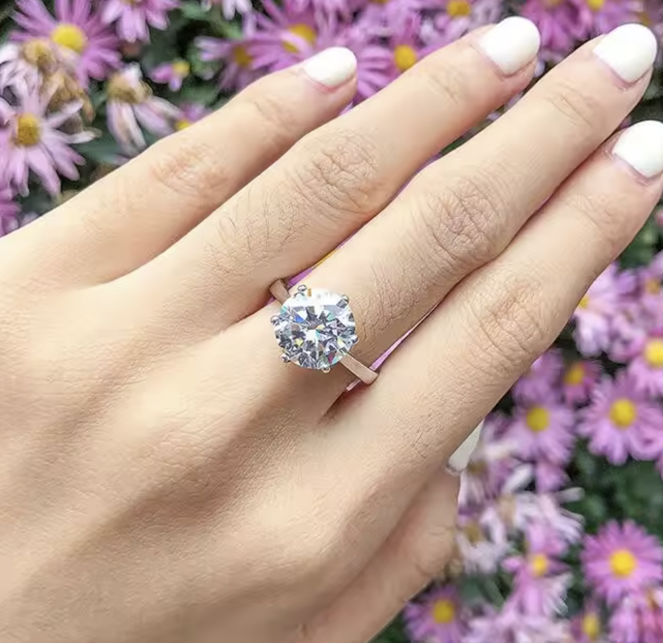 Certified 4ct Moissanite Diamond Platinum Plated S925 Silver Proposal Ring