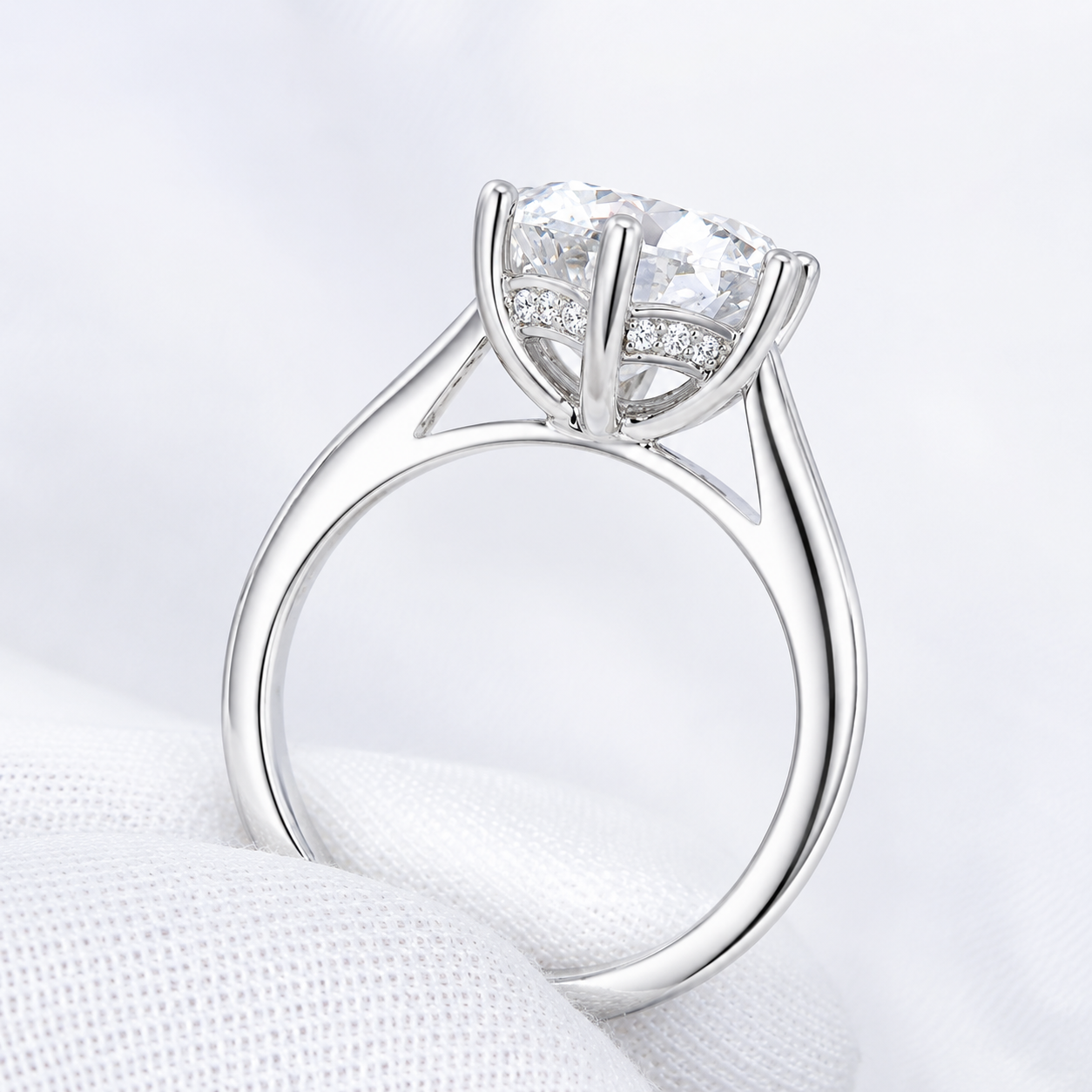 4ct Moissanite Hidden Halo Engagement - Proposal Ring