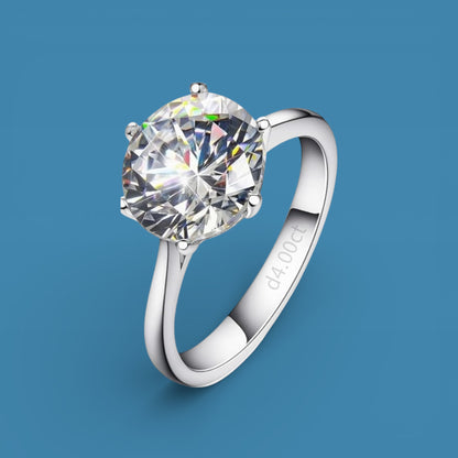 Certified 4ct Moissanite Diamond Platinum Plated S925 Silver Proposal Ring