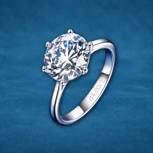 Certified 4ct Moissanite Diamond Platinum Plated S925 Silver Proposal Ring