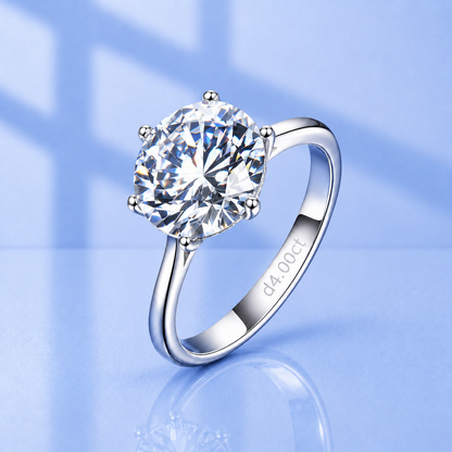 4ct Moissanite Hidden Halo Engagement - Proposal Ring