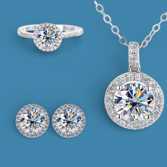 Certified 4Ct Moissanite Diamond Necklace & Earrings Set – S925 18K Gold Plated Jewelry