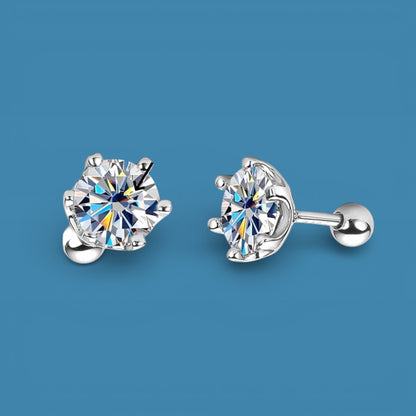 Certified 4Ct (2ct each) Moissanite Diamond (18k gold plated) Screw Stud Earrings