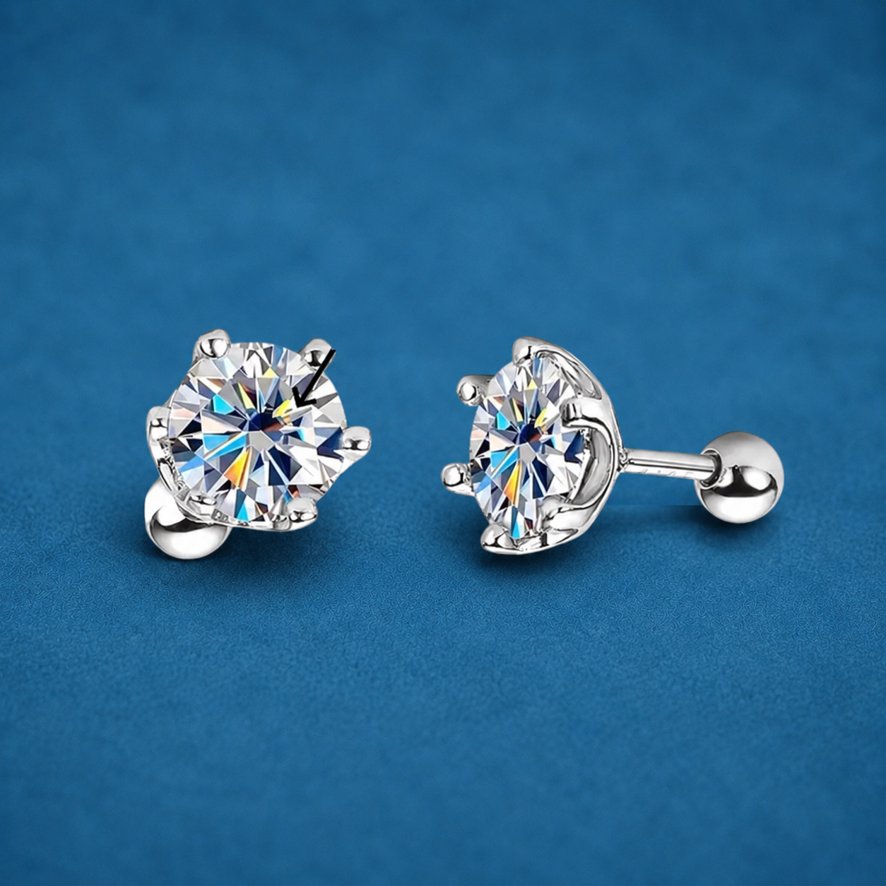 Certified 4Ct (2ct each) Moissanite Diamond (18k gold plated) Screw Stud Earrings