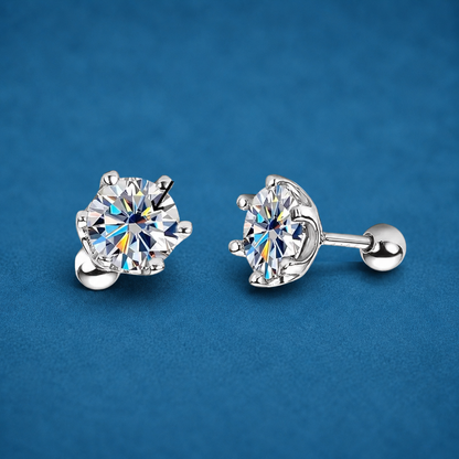 Certified 4Ct (2ct each) Moissanite Diamond (18k gold plated) Screw Stud Earrings