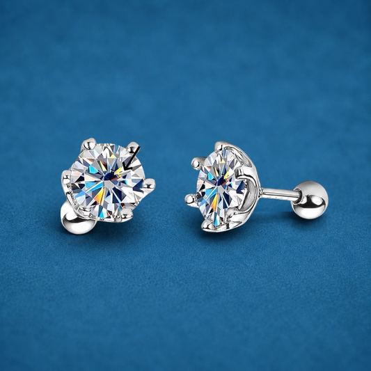 Certified 4Ct (2ct each) Moissanite Diamond (18k gold plated) Screw Stud Earrings