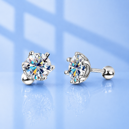 4Ct (2ct each) Moissanite Diamond (18k gold plated) Screw Stud Earrings
