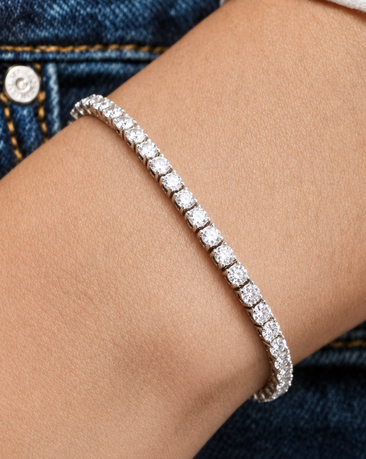 4mm Moissanite Tennis Bracelet | 925 Sterling Silver | 14CT 8" Snap Lock or 12.5CT 7" Push Button Box Clasp