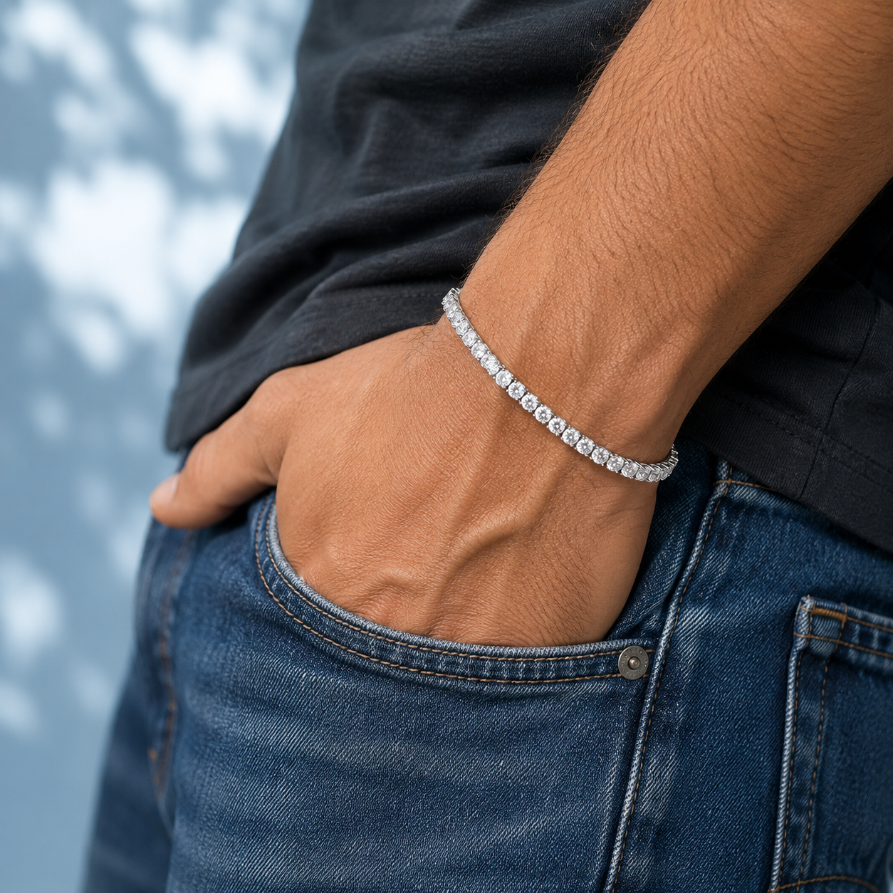 4mm Moissanite Tennis Bracelet | 925 Sterling Silver | 14CT 8" Snap Lock or 12.5CT 7" Push Button Box Clasp