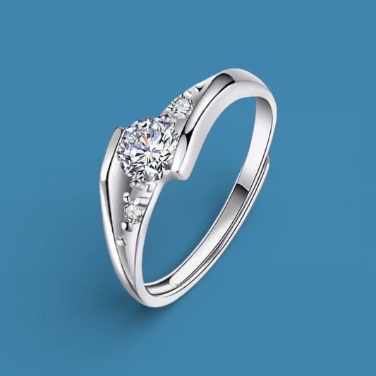 Certified 0.5Ct Moissanite Diamond Adjustable Ring for Women – S925 Silver Platinum Plated