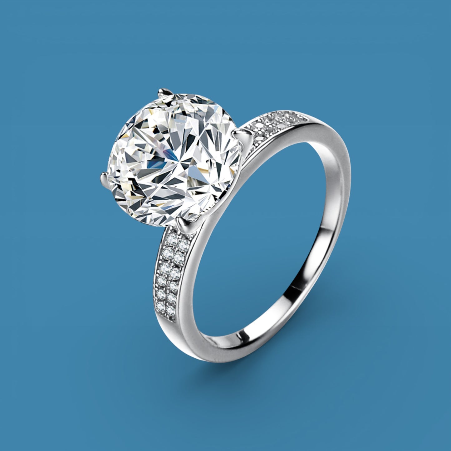 Certified 5Ct Classic Moissanite Diamond Proposal Ring