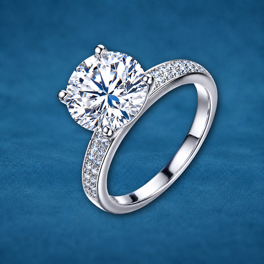 Certified 5ct Classic Moissanite Pave Engagement Ring | S925 Silver | VVS1