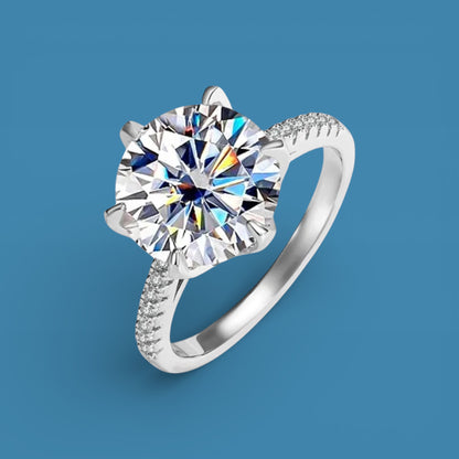 Certified 5Ct Moissanite Diamond Proposal/Engagement S925 Silver18K Gold Plated Ring, Gift LED Ring Box Included