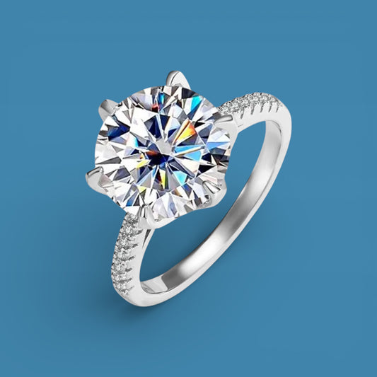 Certified 5Ct Moissanite Diamond Proposal/Engagement S925 Silver18K Gold Plated Ring, Gift LED Ring Box Included