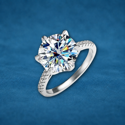 Certified 5ct Moissanite Pave Setting Proposal Ring | 18K Gold Plated S925 Silver | VVS1