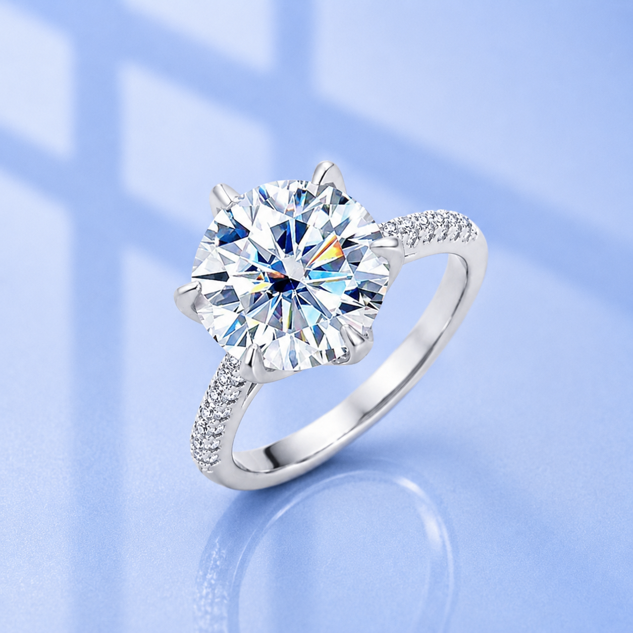 5ct Moissanite Pave Setting Proposal Ring | 18K Gold Plated S925 Silver | VVS1