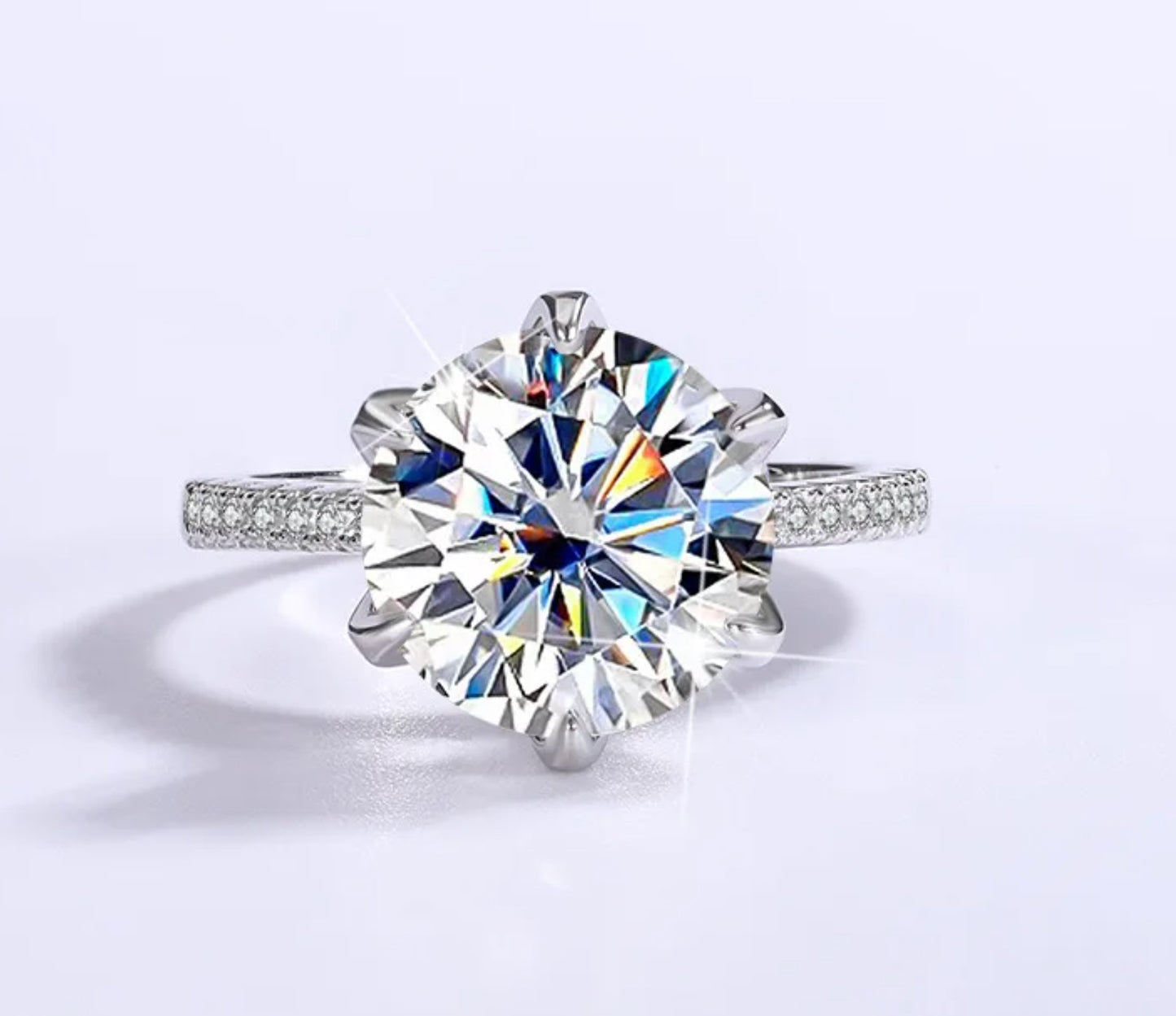 Certified 5Ct Moissanite Diamond Proposal/Engagement S925 Silver18K Gold Plated Ring, Gift LED Ring Box Included