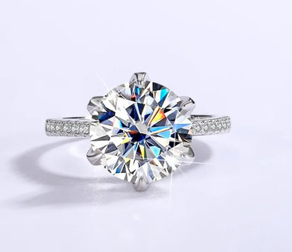 Certified 5Ct Moissanite Diamond Proposal/Engagement S925 Silver18K Gold Plated Ring, Gift LED Ring Box Included