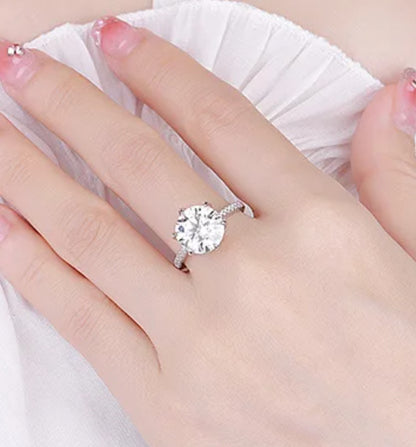 Certified 5Ct Moissanite Diamond Proposal/Engagement S925 Silver18K Gold Plated Ring, Gift LED Ring Box Included