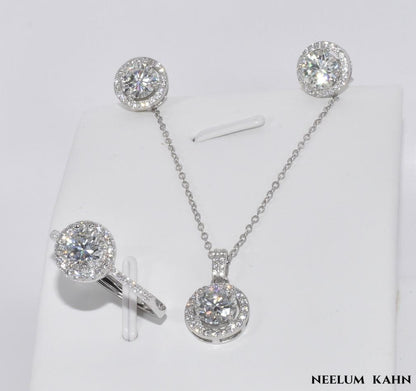 Certified 4Ct Moissanite Diamond Necklace & Earrings Set – S925 18K Gold Plated Jewelry