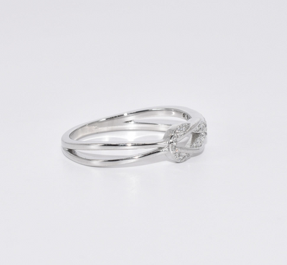 S925 Silver Knot Shape Zircon Ring