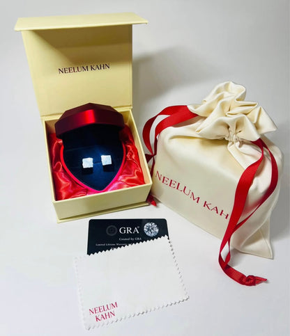 Certified 0.5 (*2)Ct Moissanite Screw Stud Earrings Square Stud for Men – S925 Silver