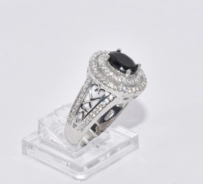 Sterling Silver Black & White Zircon Ring | S925 | Unisex | Multiple Sizes | Gift Box