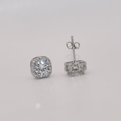 Solid S925 Sterling Silver Square Zircon Stud Earrings – Perfect Gift for All Occasions