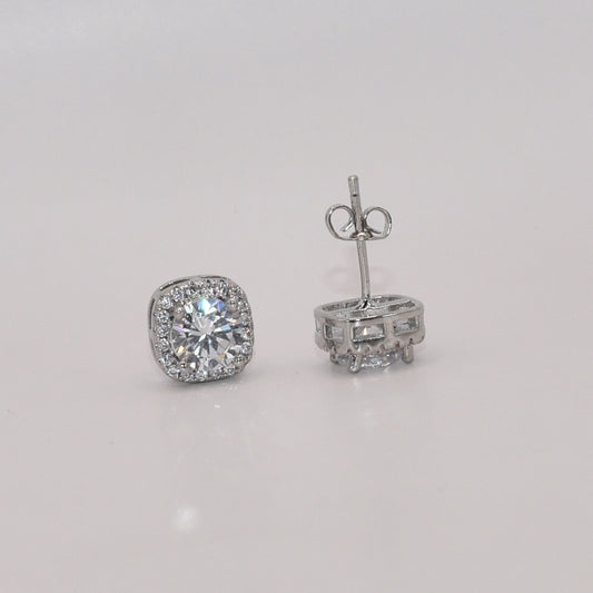 Solid S925 Sterling Silver Square Zircon Stud Earrings – Perfect Gift for All Occasions